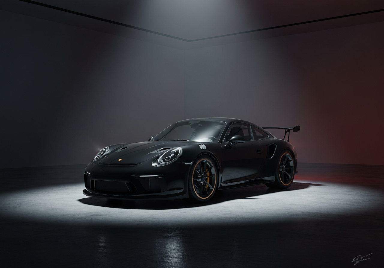 Estudio en Negro · Porsche 911 · Obra digital